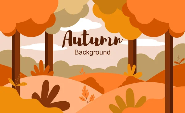 Flaches Design Herbst Hintergrund Geeignet Für Banner Poster Vorlagen Und — Stockvektor