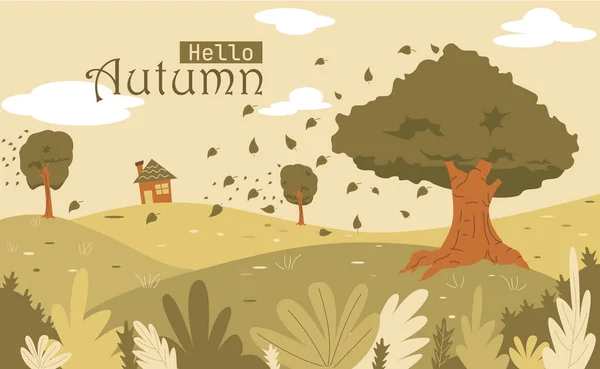Плоский Дизайн Осеннего Фона Подходит Баннеров Плакатов Шаблонов — стоковый вектор