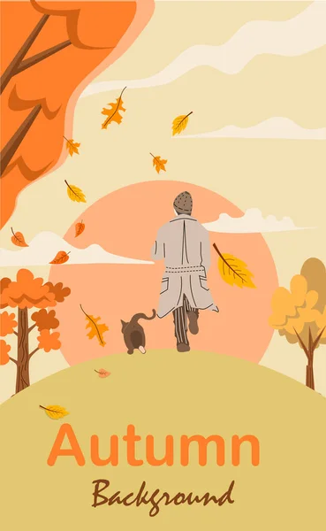 Осенний Фон Плоский Дизайн Подходит Баннеров Плакатов Шаблонов — стоковый вектор