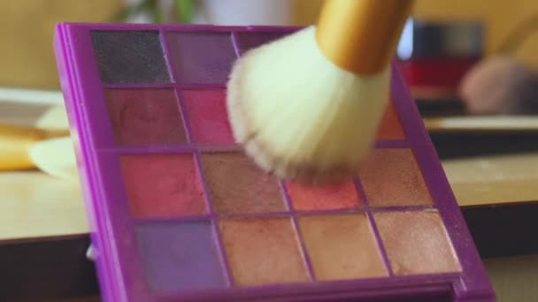 Brush Mix Different Colors Eyesshadow Nofilter Homestyle — стоковое видео