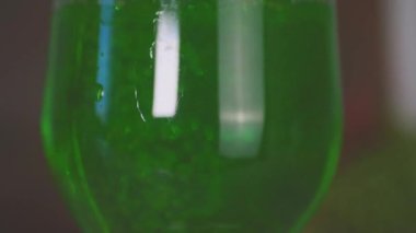 Chaotic movement of carbonated bulbashek in tarragon slow motion Cinematic