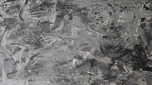 Плавний Слайд Над Текстурою Чорно Білої Фарби Тло Повільний Рух — стокове відео