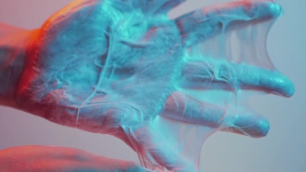 Womens Hands Form Beautiful Web Shaving Foam Slow Motion Cinematic — Stok video