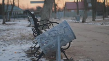 Muosrk in the park is filled with garbage garbage can swing horror