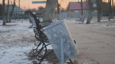 Muosrk in the park is filled with garbage garbage can swing horror