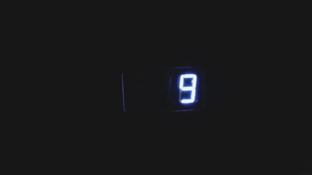 Neon Timer Met Een Countdown Van Seconden Video Het Donker — Stockvideo