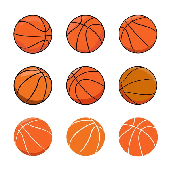 Баскетбольная Векторная Иллюстрация Коллекция Баскетбольных Мячей — стоковый вектор