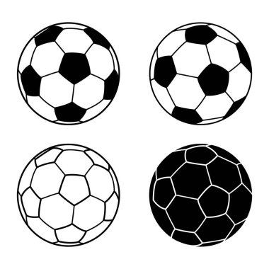Futbol topu taşıyıcı illüstrasyon seti, futbol topu ikonu. Futbol basit siyah stil, Vektör illüstrasyonu.