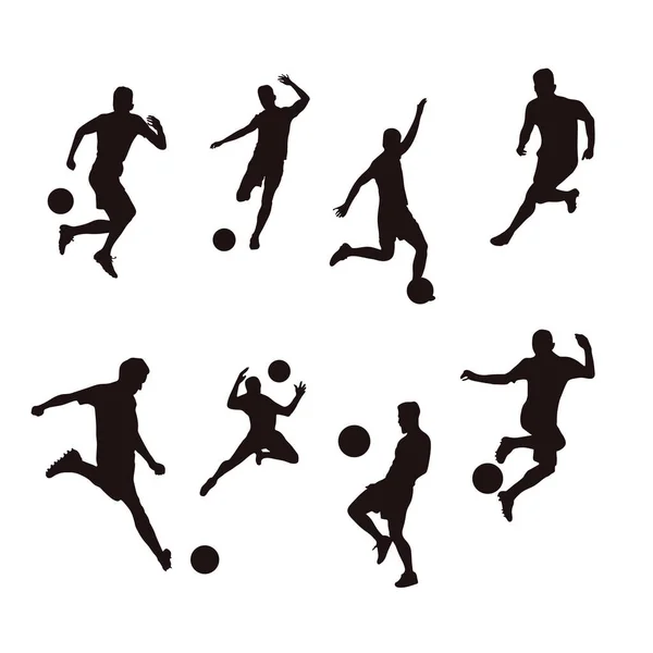 Fodboldspiller Silhuetter Sæt Fodboldspillere – Stock-vektor