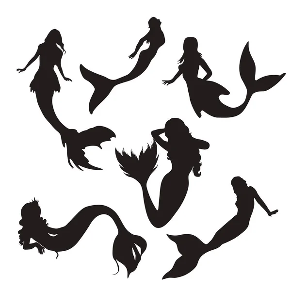 stock vector Mermaid silhouette collection ,Mermaid silhouettes