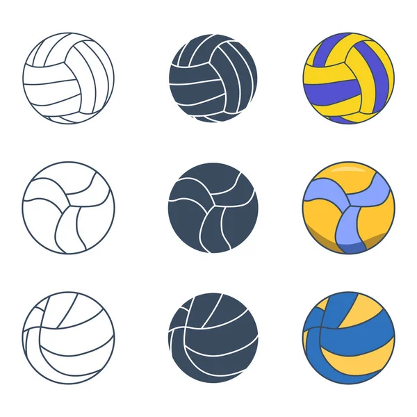 Volleybal Silhouetten Volleybal Omtrek Volleybal Illustratie Set — Stockvector