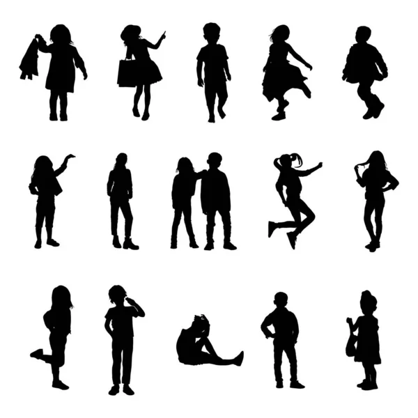 Silhouettes Mode Enfants Silhouettes Mode Enfants — Image vectorielle