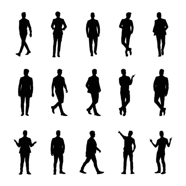 Ensemble Silhouette Homme Affaires Collection Silhouette Homme Mode — Image vectorielle