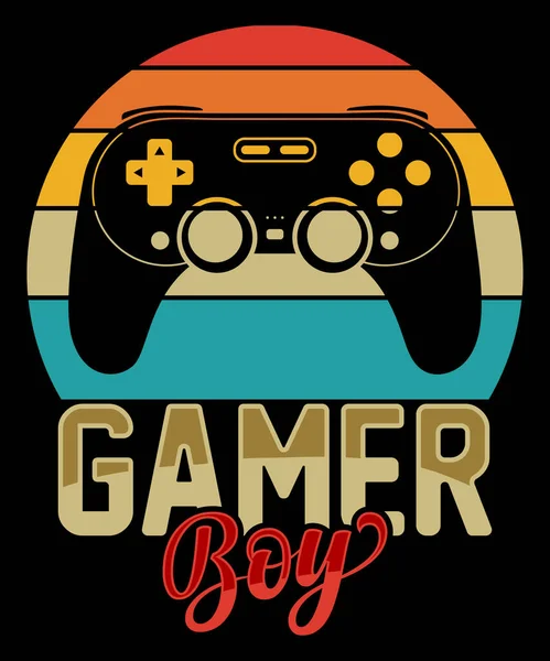 Gamer Boy Vintage Gaming Shirt Design För Spel Älskare — Stock vektor