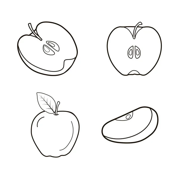 苹果轮廓 苹果线条艺术图标 — 图库矢量图片