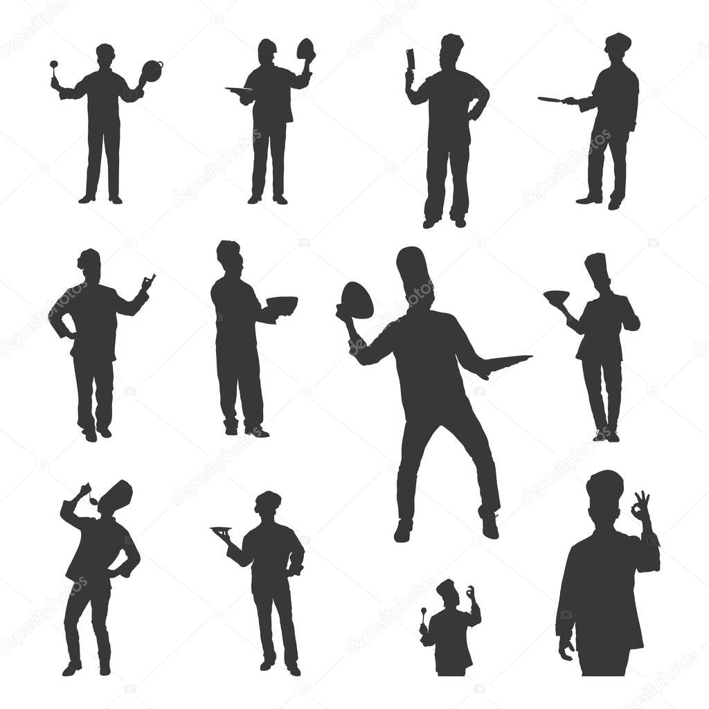 Chef silhouettes, Chef silhouette set