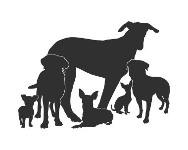Köpek siluetleri, bir grup köpek silueti