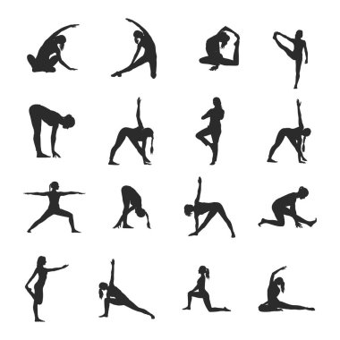 Woman yoga silhouettes, Yoga silhouettes collection