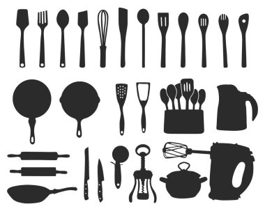 Kitchen tools silhouette, Kitchen utensils silhouette, Cooking tools SVG
