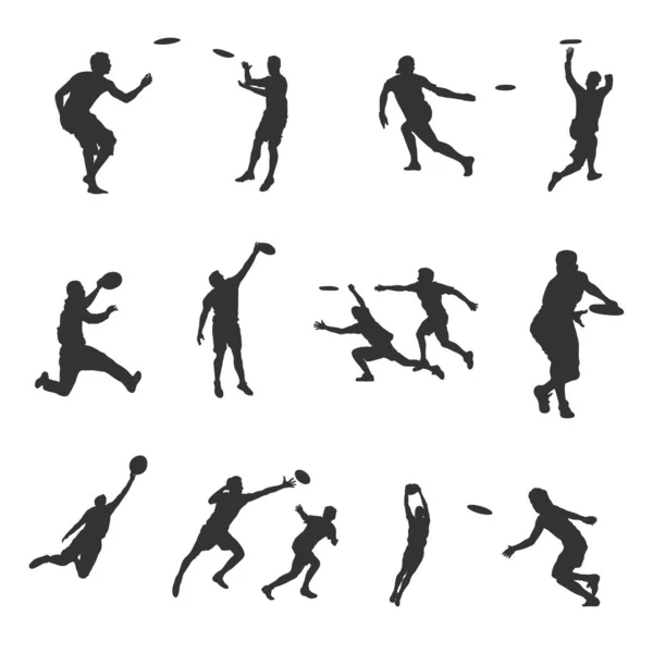 Frisbee Players Silhouette Ultimate Frisbee Silhouette Frisbee Svg Ultimate Frisbee — стоковый вектор
