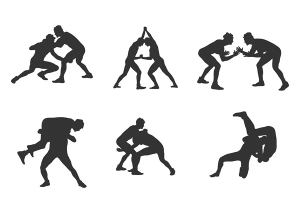 摔跤的轮廓 摔跤的轮廓 摔跤的轮廓 摔跤和拳击的轮廓 摔跤的Svg — 图库矢量图片