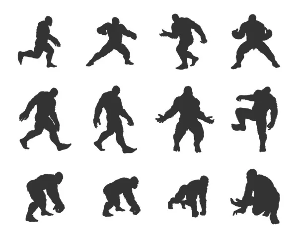 Silhouette Bigfoot Silhouettes Bigfoot Bigfoot Svg Yeti Bigfoot Bigfoot Bundle — Image vectorielle
