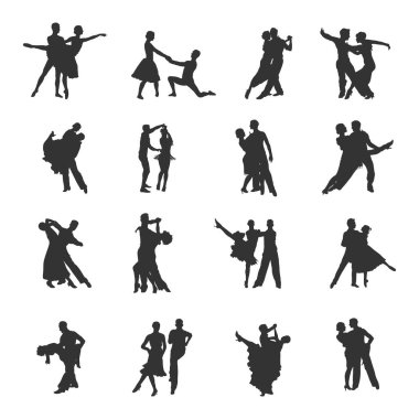 Salon dansı silueti, basit balo dansı silueti, balo dansı SVG, dans eden siluet.