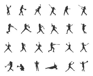 Softball oyuncusu siluetleri, Softball silueti, Softball oyuncusu SVG, Softball oyuncusu vektörü -V02