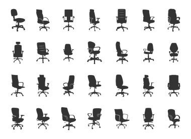 Ofis sandalyeleri siluet, ofis sandalyeleri vektör, ofis sandalyeleri SVG, modern ofis sandalyesi silueti