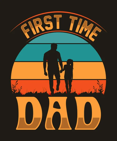 Eerste Keer Vader Dag Tshirt Ontwerp — Stockvector
