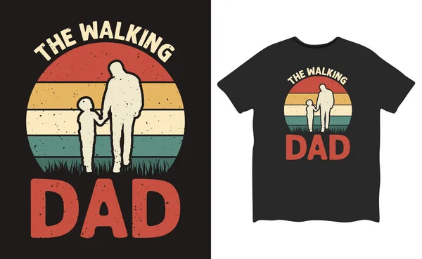 ウォーキングパパレトロヴィンテージ父の日のTシャツデザイン 幸せな父の日のTシャツデザイン — ストックベクタ