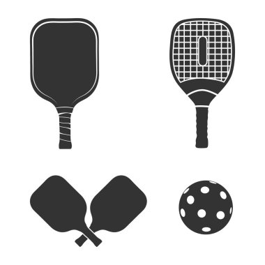 Pickleball raketi ve top silueti, Pickleball raketleri siluet, Pickleball silueti
