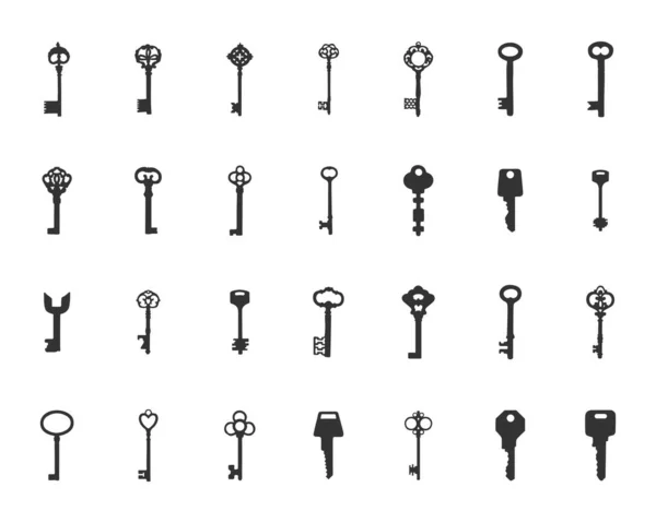 stock vector Keys silhouette, Door keys silhouette, Old keys silhouette