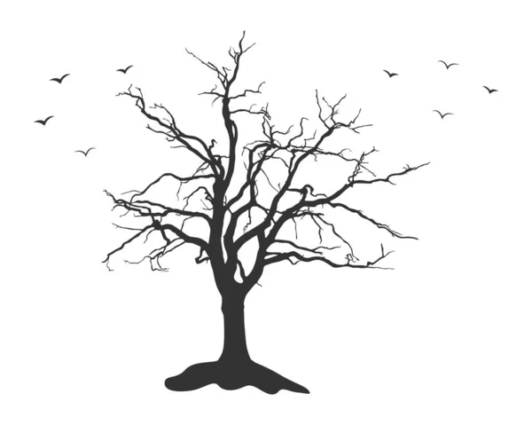 Korkunç Ölü Ağaç Silueti Ağaç Silueti Çıplak Siluet Ağaç Svg — Stok Vektör