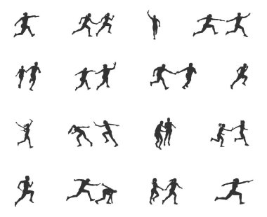 Röle koşucuları silueti, Röle Çalışanları SVG, Röle silueti, Röle yarış koşucusu siluetleri