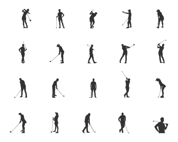 Siluetas Para Jugadores Golf Archivos Corte Svg Para Jugadores Golf — Archivo Imágenes Vectoriales