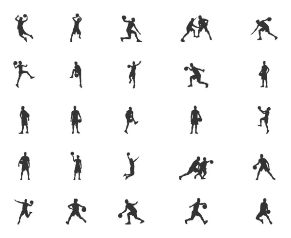Silhouette Joueur Basket Ball Silhouettes Basket Ball Joueur Basket Ball — Image vectorielle