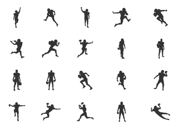 Silhouettes Joueur Football Américain Silhouettes Football Silhouettes Joueur Silhouette Football — Image vectorielle