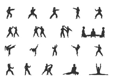 Çocuklar Karate Siluetleri, Karate Siluetleri, Dövüş Sanatları Siluetleri, Karate Kız Silueti, Karate Svg, Kick Boks, Karate Clipart, Çocuk Eğitimi Karate Silueti
