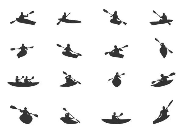 Kayak silhouettes, Canoe silhouette, Woman kayaking silhouette, Kayaking silhouette, Kayak SVG, Kayak vector set