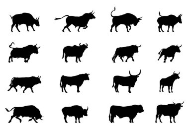 Boğa siluetleri, Bull Svg, Bull silueti, Bull vektör illüstrasyonu