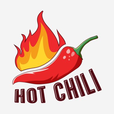 Kırmızı sıcak chili logo tasarımı vektör çizimi, baharatlı Pepper logo vektörü, kırmızı chili logosu, Chili biberi logosu tasarımı. 