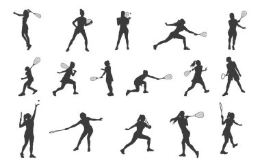 Squash oyuncusu siluetleri, Squash oyuncusu svg, Squash oyuncusu bayan oyuncular, Squash oyuncusu vektörü, kadın oyuncular silueti, Squash silueti, oyuncular clipart. 