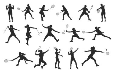 Bayan badminton oyuncuları silueti, Badminton siluetleri, Badminton oyuncuları svg, Badminton oyuncuları clipart, Girl badminton siluetleri.