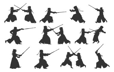 Kendo siluetleri, Kendo dövüş sanatları silueti, Kendo svg, Kendo vektör çizimi