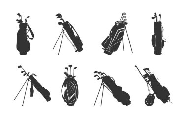 Golf çantalı siluet, golf çantalı SVG, golf çantalı clipart, golf çantalı logo, golf çantalı ikon, Golf çantalı vektör illüstrasyonu. 