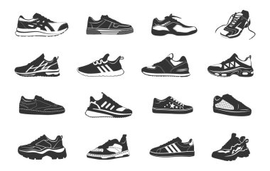 Spor ayakkabıları silueti, spor ayakkabı siluetleri, spor ayakkabıları siluetleri, spor ayakkabı klipleri, koşu ayakkabıları svg, koşu ayakkabıları silueti, spor ayakkabıları vektör çizimi. 