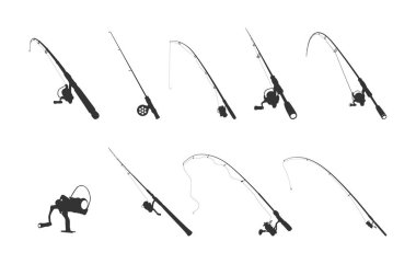 Fishing rod silhouette, Fishing rod svg, Fishing pole svg, Spinning rods svg, Spinning rods illustration, Fishing rod bundle, Fishing rod clipart clipart