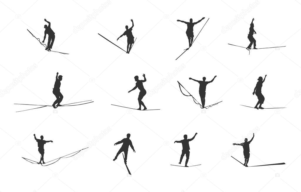 Slackline rope silhouette, Slacklining silhouette, Slacklining svg, Slackline rope svg, Slackline svg, Slackline rope clipart, Slackline vector bundle.