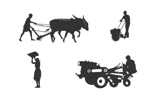 stock vector Farmers working in field svg, farmers working svg, Farmers with vehicle silhouettes, farmers silhouettes, farmers with vehicle svg, and Farmers with vehicle svg.